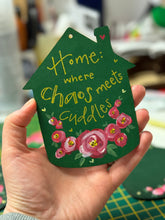 Load image into Gallery viewer, Home Sweet Home, Home is where chaos meets cuddles, hand painted decorations - The Illustrated Tree Co