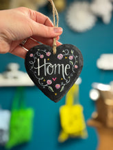 Load image into Gallery viewer, *Love* *Home* Small slate heart, hand painted gift - The Illustrated Tree Co