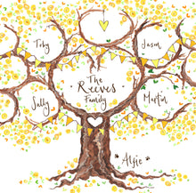 Load image into Gallery viewer, Small yellow blossom family tree - The Illustrated Tree Co