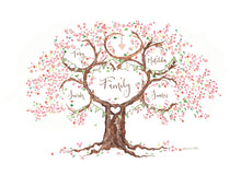 Load image into Gallery viewer, Pink Blossom Family Tree - The Illustrated Tree Co