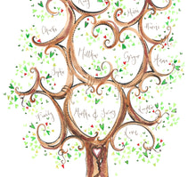Load image into Gallery viewer, Beautiful green family tree - The Illustrated Tree Co