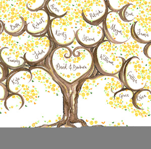Yellow and Gold, Golden Wedding Anniversary Tree - The Illustrated Tree Co