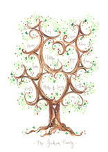 Load image into Gallery viewer, Beautiful green family tree - The Illustrated Tree Co