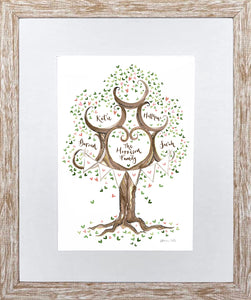 Framed Green Family Tree - The Illustrated Tree Co