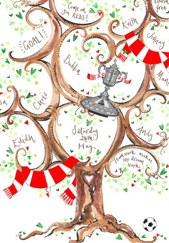 Aberdeen Football Lovers Family Tree with up to 10 names - The Illustrated Tree Co