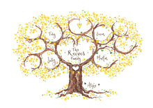 Load image into Gallery viewer, Small yellow blossom family tree - The Illustrated Tree Co
