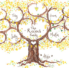 Load image into Gallery viewer, Small yellow blossom family tree - The Illustrated Tree Co
