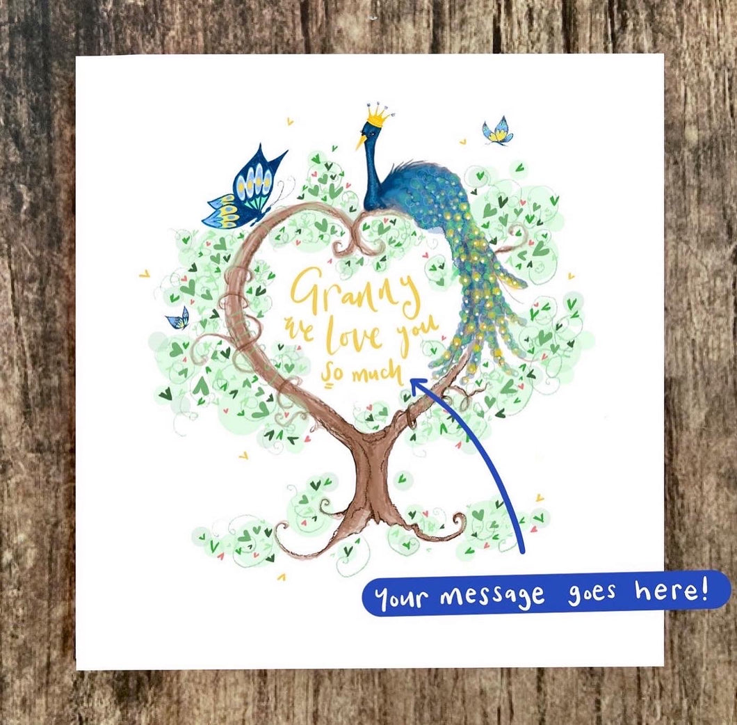 Personalised Peacock Card - The Illustrated Tree Co