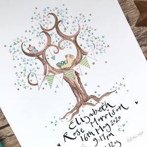 New Born Baby Gift in Green - The Illustrated Tree Co