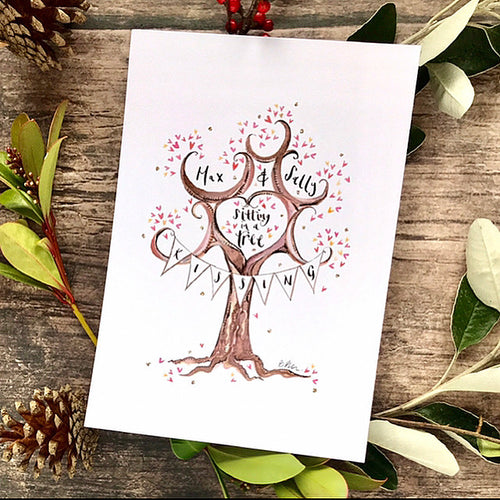 Valentine's Personalised Print Gift, You and Me sitting in a tree, k i s s i n g - The Illustrated Tree Co