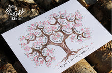 Load image into Gallery viewer, Cherry Blossom Anniversary Tree for 4 siblings or 2 siblings with partners - The Illustrated Tree Co

