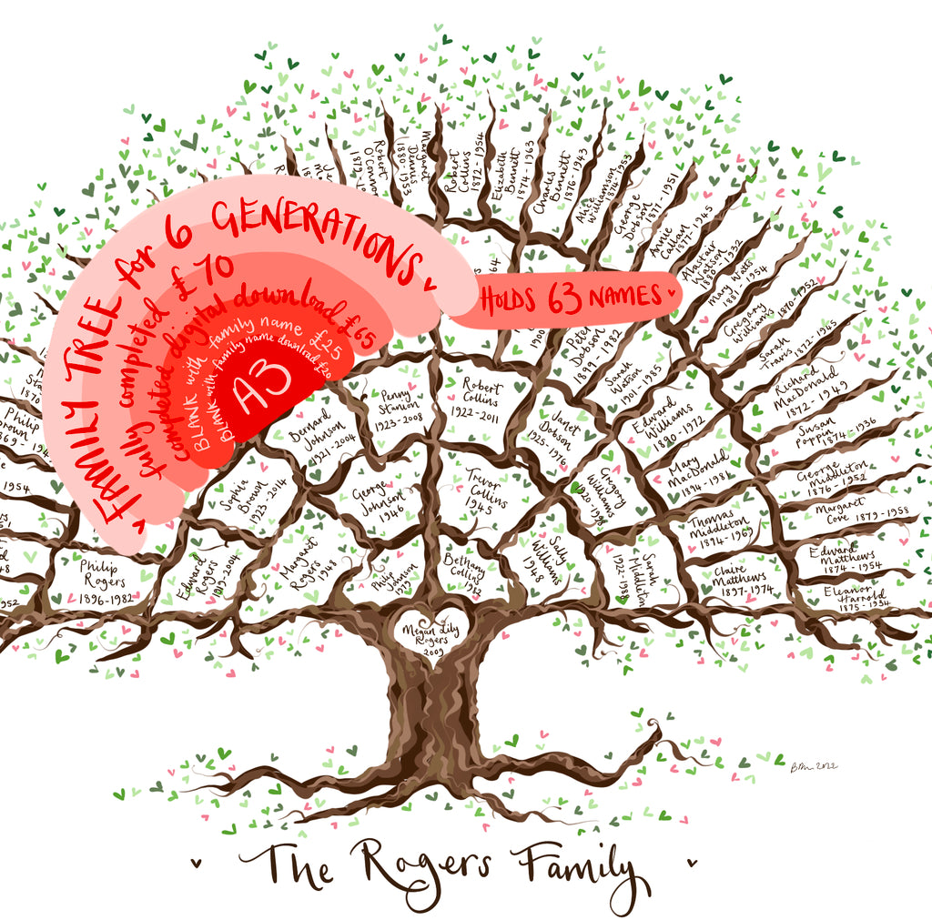 Print at home family tree for 6 generations - The Illustrated Tree Co