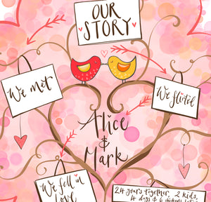 Valentine’s Gift, Pink Tree for Lovers - The Illustrated Tree Co