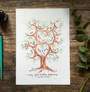 Tall Green Anniversary Tree - The Illustrated Tree Co