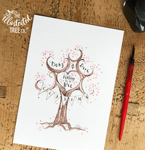 Kissing in tree - The Illustrated Tree Co