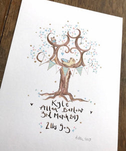 New Born Baby Gift in Pastel Blue - The Illustrated Tree Co