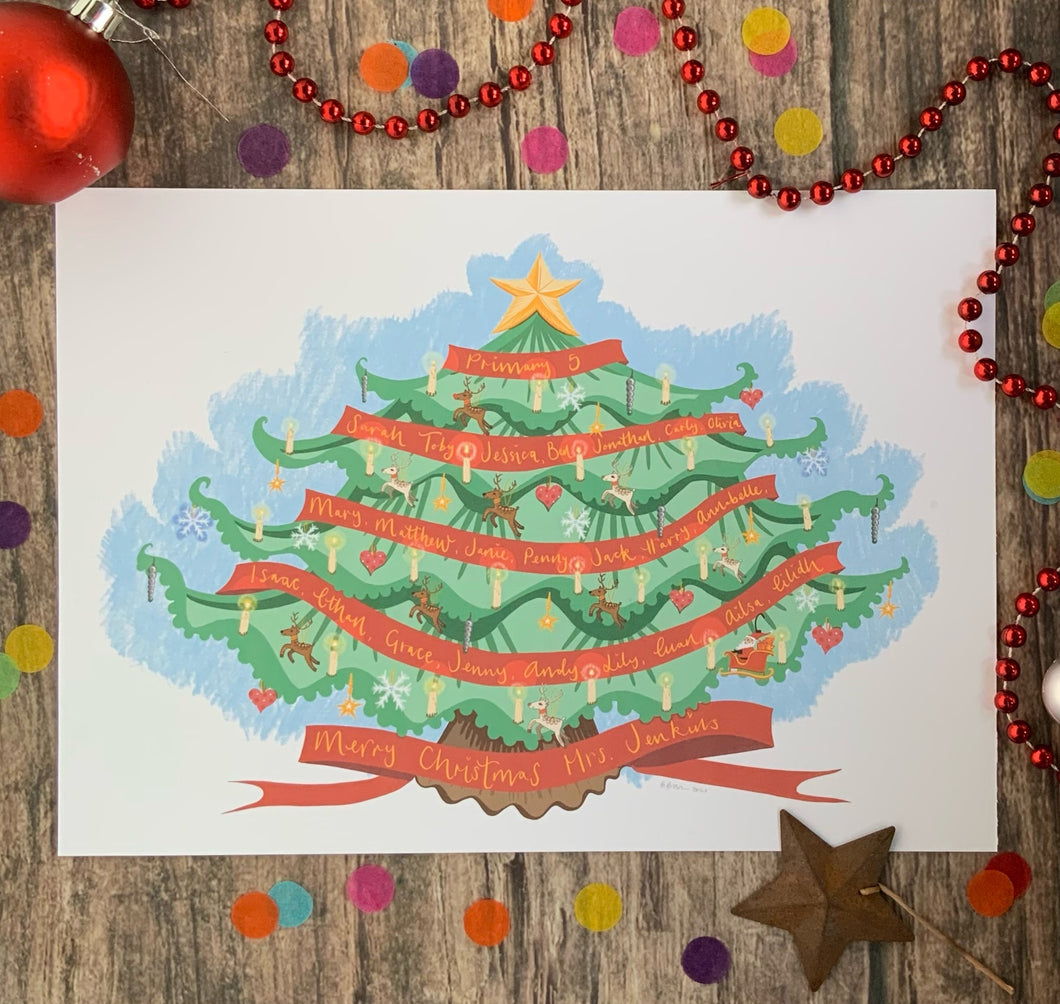 Special Teacher Christmas Tree Gift - The Illustrated Tree Co