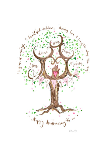 10 year anniversary tree - The Illustrated Tree Co
