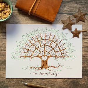 Beautiful tree for 4 generations - A4 print - The Illustrated Tree Co