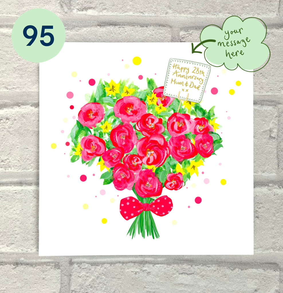 Personalised Red Roses Anniversary Card - The Illustrated Tree Co