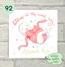 Load image into Gallery viewer, Personalised New Born Baby Card - The Illustrated Tree Co
