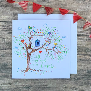 All you need is love, Valentine’s card - The Illustrated Tree Co