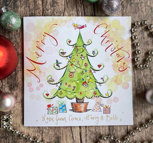 Pack of 4 Christmas Personalised Cards, YOU CHOOSE the designs you’d like! - The Illustrated Tree Co