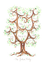 Load image into Gallery viewer, Beautiful green family tree - The Illustrated Tree Co
