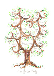 Beautiful green family tree - The Illustrated Tree Co