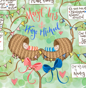 Baby keepsake gift for twins! - The Illustrated Tree Co