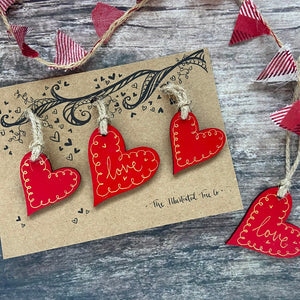 Red Love Hearts - The Illustrated Tree Co