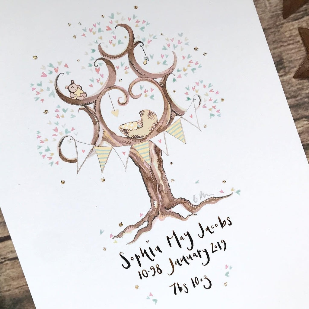New Born Baby Gift in Yellow - The Illustrated Tree Co