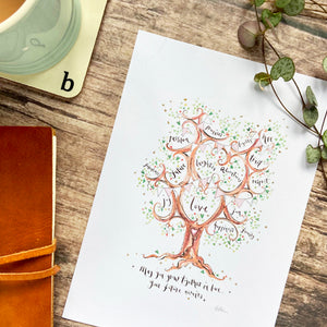 Wedding Gift With Pale Pink Bunting - The Illustrated Tree Co